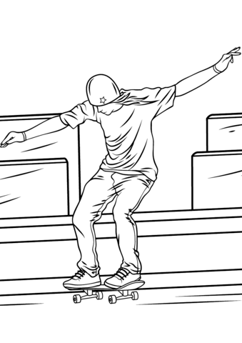 Man Riding A Skateboard Coloring Page